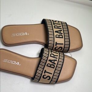 Soda Women's Tan Slide Sandals